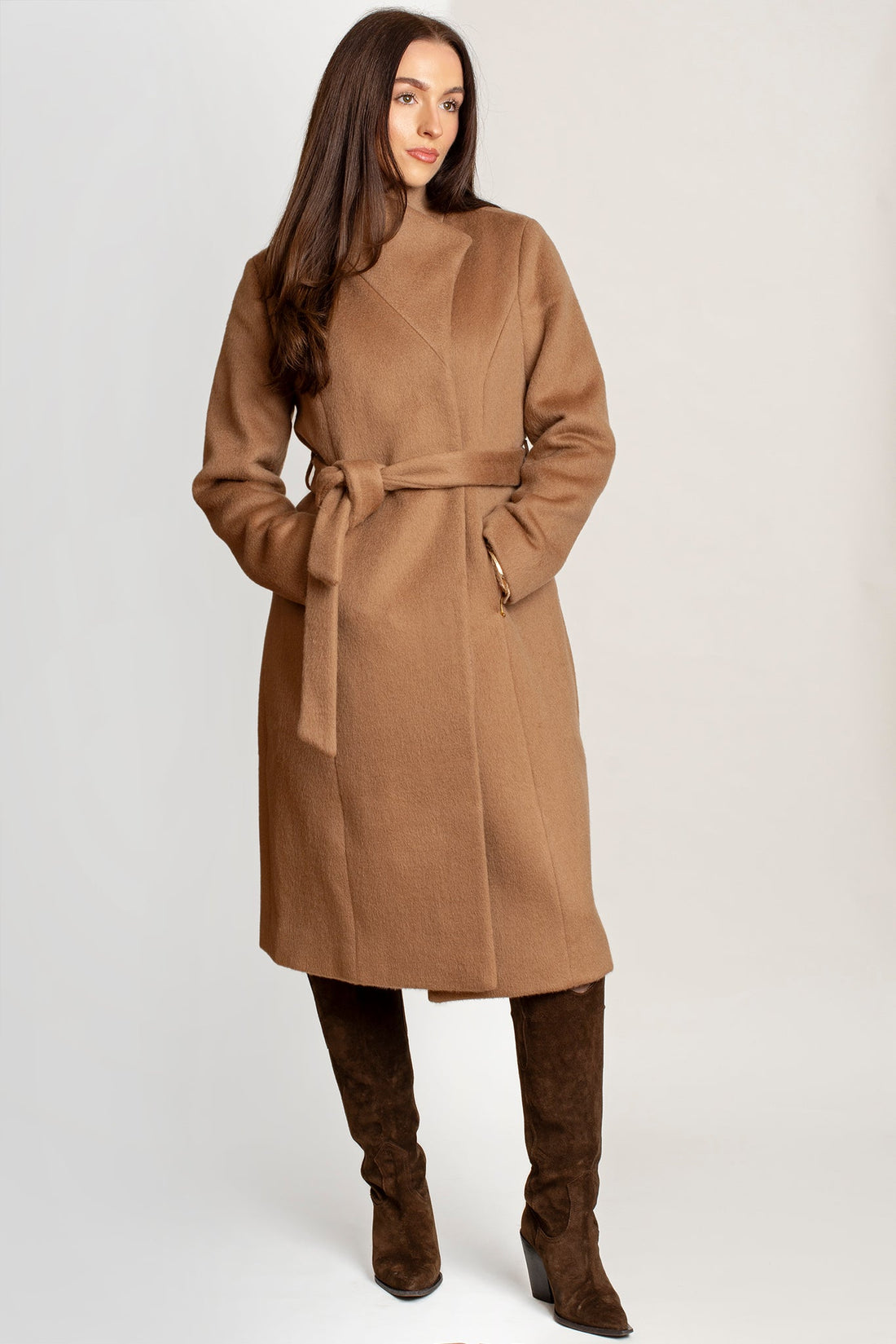 Brontë long camel wool coat by Coature London