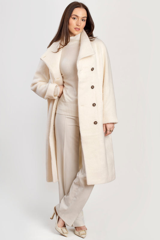 Austen white Suri alpaca and wool coat by Coature London